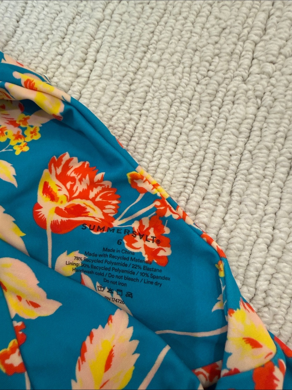 Women’s Summersalt Teal Floral One-Piece Swimsuit with One Shoudler Tie size 6 - Picture 5 of 5